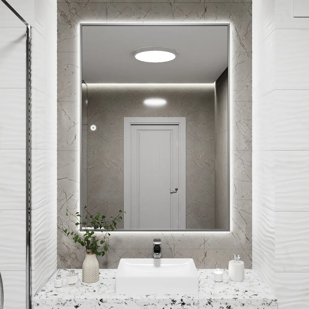 Фото Зеркало с подсветкой настенное One Mirror сенсорное 130x90 см цвет серебро