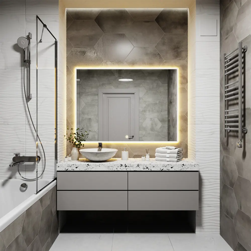 Фото 6 Зеркало с подсветкой настенное One Mirror сенсорное 130x90 см цвет белый Фото 6 Зеркало с подсветкой настенное One Mirror сенсорное 130x90 см цвет белый