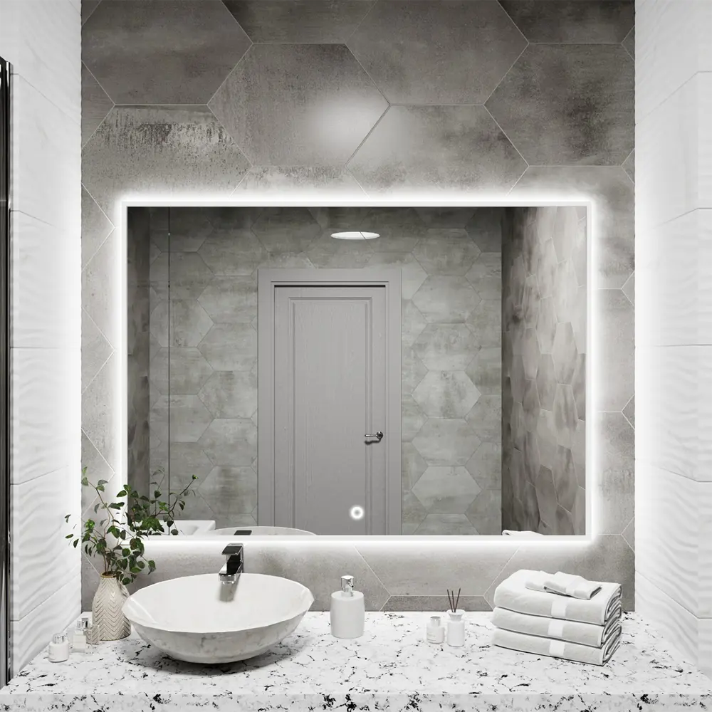 Фото 3 Зеркало с подсветкой настенное One Mirror сенсорное 130x90 см цвет белый Фото 3 Зеркало с подсветкой настенное One Mirror сенсорное 130x90 см цвет белый