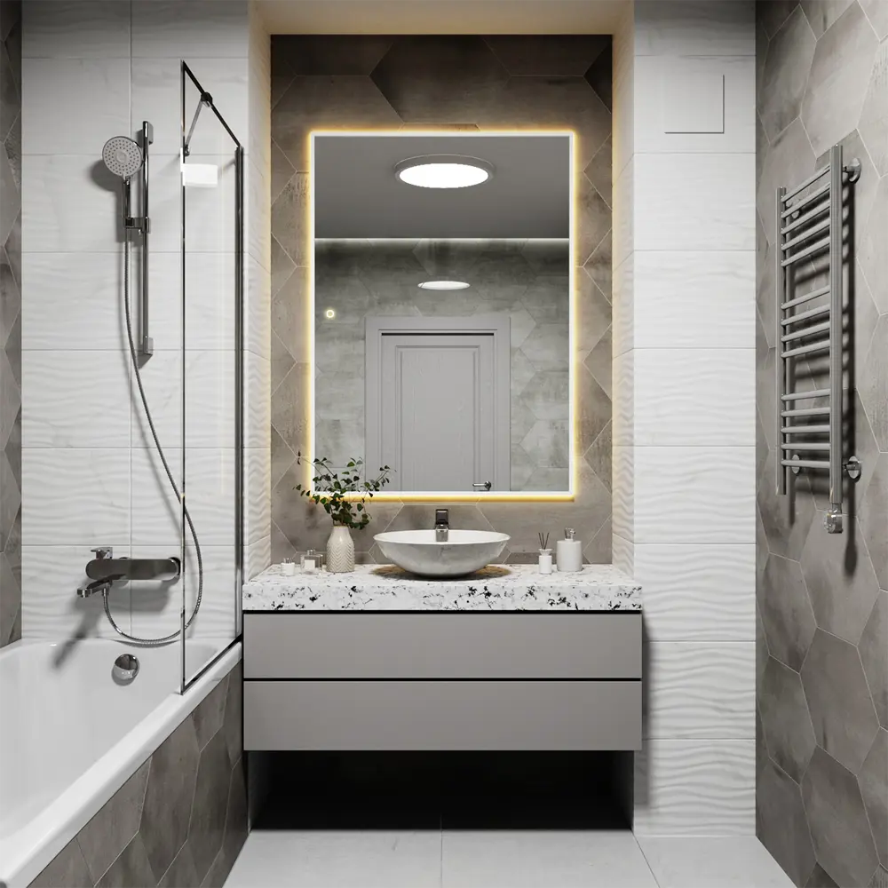 Фото 5 Зеркало с подсветкой настенное One Mirror сенсорное 130x90 см цвет белый Фото 5 Зеркало с подсветкой настенное One Mirror сенсорное 130x90 см цвет белый