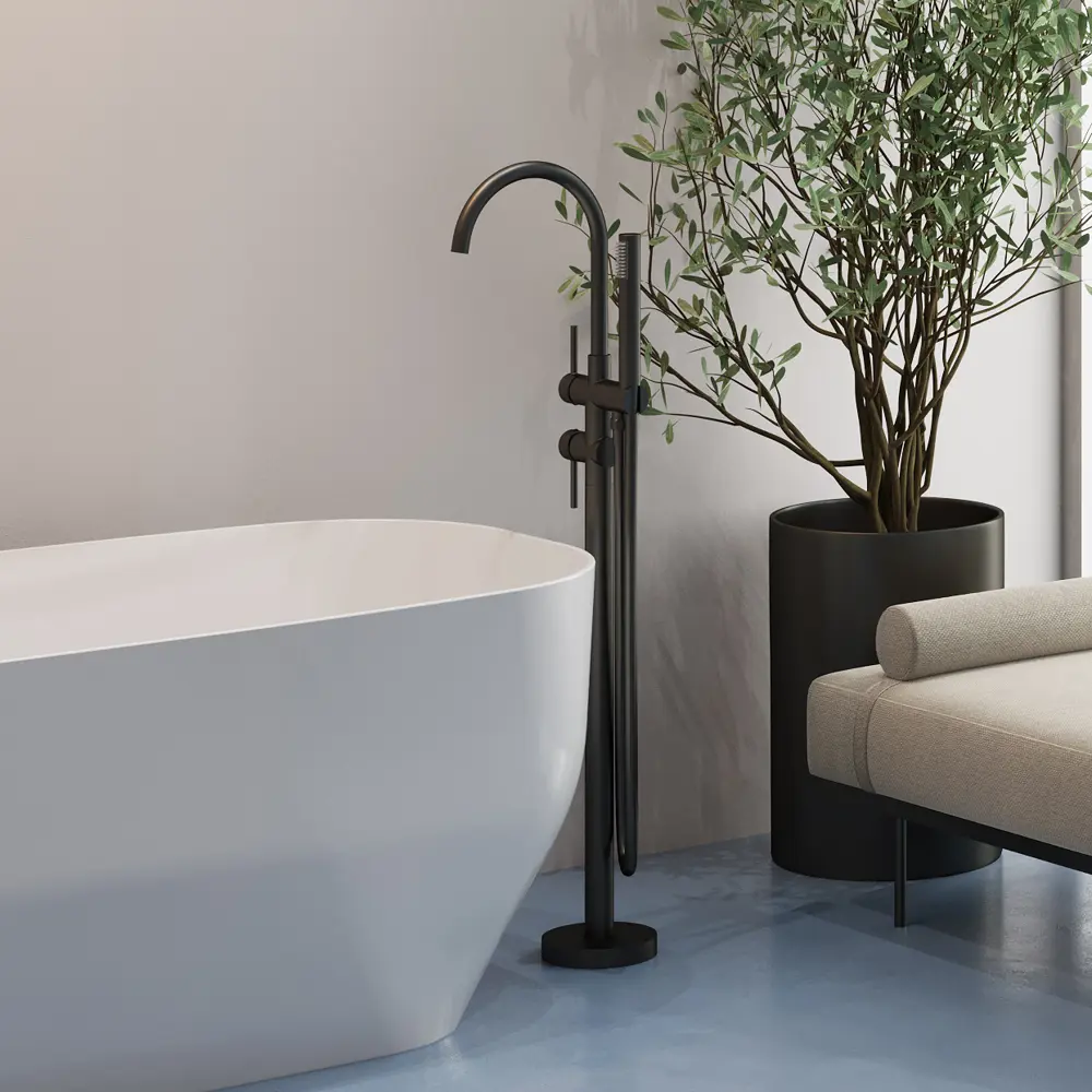 Фото 7 Смеситель для ванны Maxonor pure life Pl3087-7 однорычажный с душевой лейкой цвет черный матовый, черный Фото 7 Смеситель для ванны Maxonor pure life Pl3087-7 однорычажный с душевой лейкой цвет черный матовый, черный