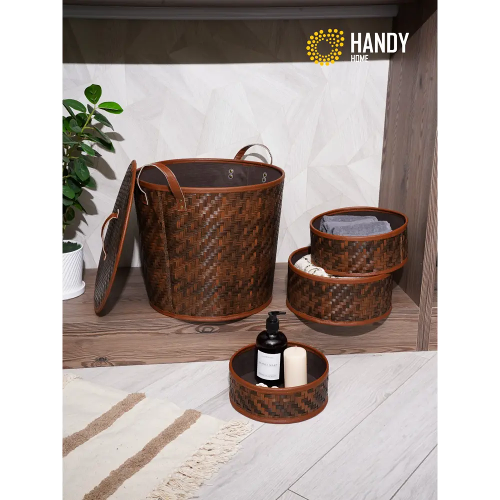 Фото 5 Корзина для белья Handy home Фореста 35x39x35 см бамбук цвет коричневый Фото 5 Корзина для белья Handy home Фореста 35x39x35 см бамбук цвет коричневый
