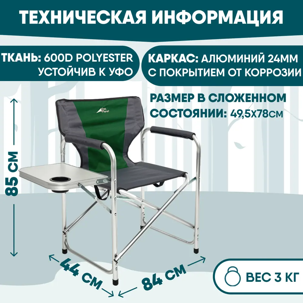 Фото 2 Кресло складное Jungle Camp Chester Alu 85x44x84 см