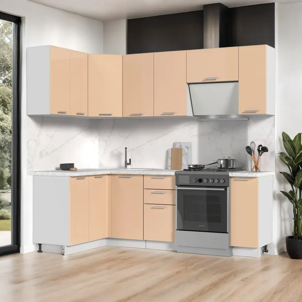Фото 8 Кухонный гарнитур Стендмебель КсенияКГ130-170БВГ 170x217x60 см ЛДСП цвет ванильный Фото 8 Кухонный гарнитур Стендмебель КсенияКГ130-170БВГ 170x217x60 см ЛДСП цвет ванильный