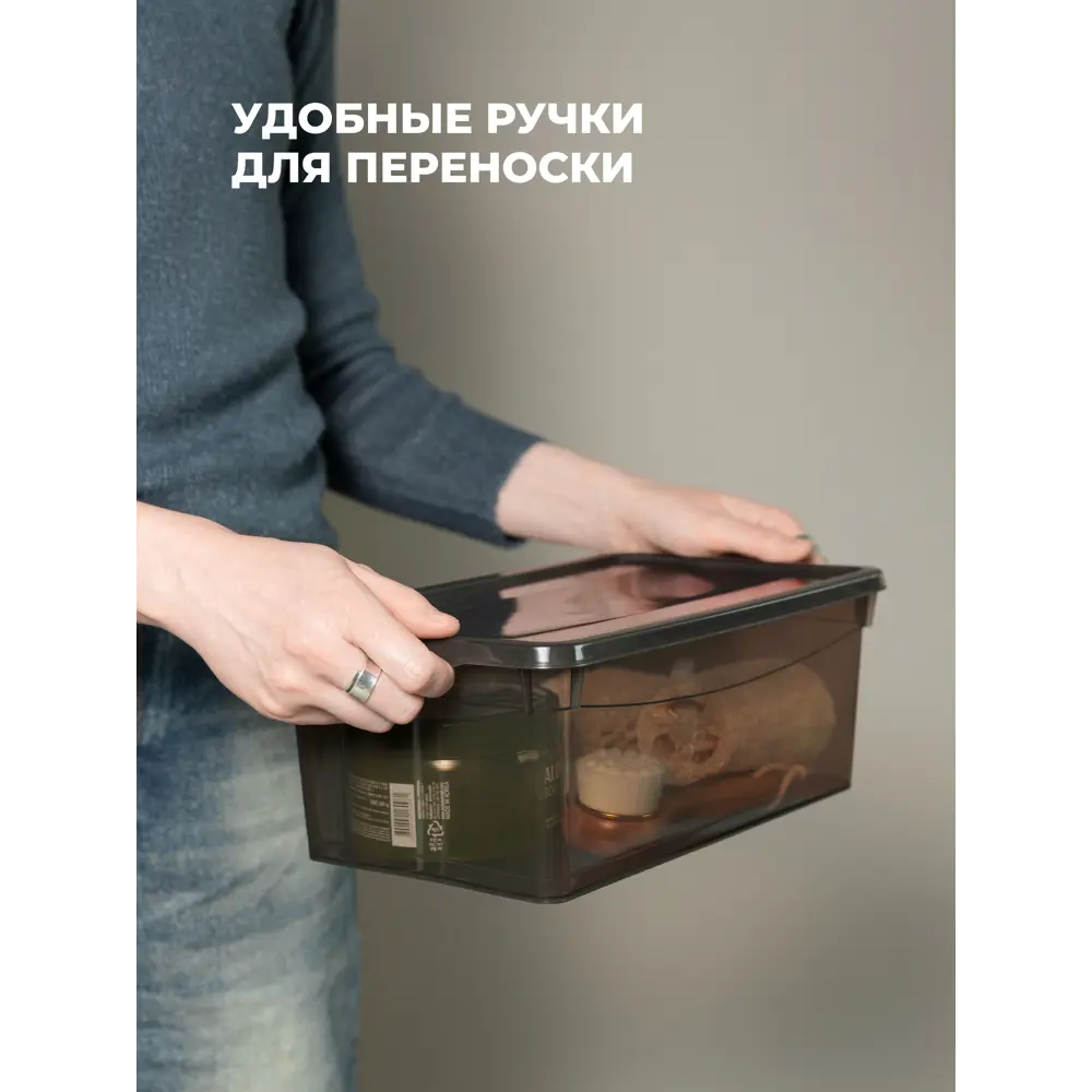 Фото 4 Ящик для личных вещей Econova 40x33.50x17 см полипропилен цвет коричневый