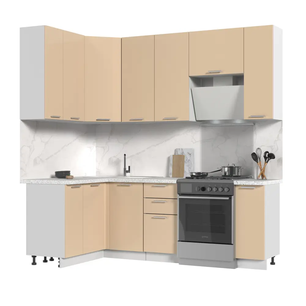 Фото Кухонный гарнитур Стендмебель КсенияКГсахара130-170в38-БВГ 170x237x60 см ЛДСП цвет ванильный Фото Кухонный гарнитур Стендмебель КсенияКГсахара130-170в38-БВГ 170x237x60 см ЛДСП цвет ванильный