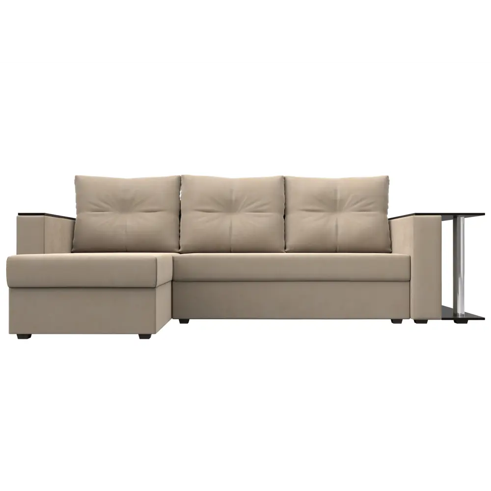 Фото 2 Диван угловой Атланта со столом левый угол Лига диванов 112492L 250x88x140 см велюр цвет бежевый