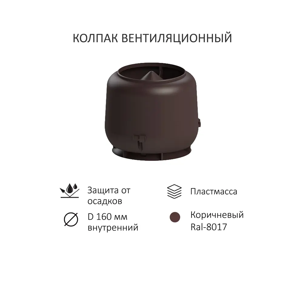 Фото 4 Комплект вентиляции Татполимер коричневый (выход 700мм/проходной элемент/колпак ⌀160мм) Фото 4 Комплект вентиляции Татполимер коричневый (выход 700мм/проходной элемент/колпак ⌀160мм)