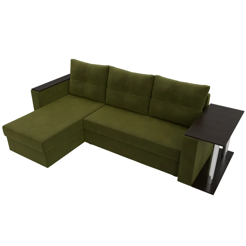 Фото 6 Диван угловой Атланта со столом левый угол Лига диванов 112503L 250x88x140 см микровельвет цвет зеленый