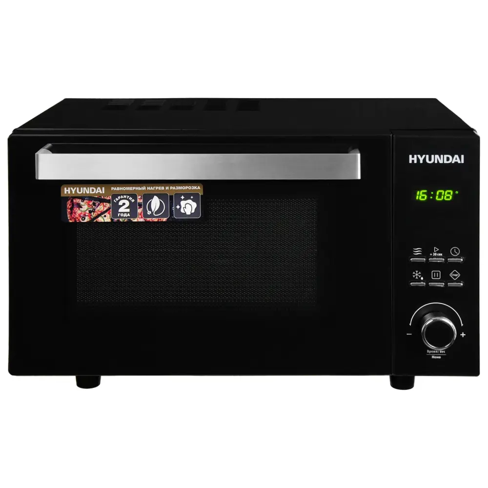 Фото 6 Отдельностоящая микроволновая печь Hyundai Hym-d2073 23 л 49.5x29.6x40 см цвет черный, хром Фото 6 Отдельностоящая микроволновая печь Hyundai Hym-d2073 23 л 49.5x29.6x40 см цвет черный, хром