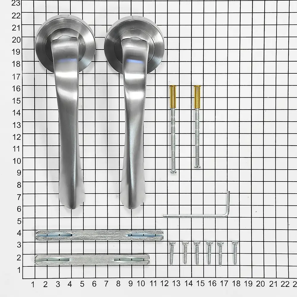 Фото 2 Ручка DoorLock Звездная линия Capella M101 SCB матированный хром A=35-55мм