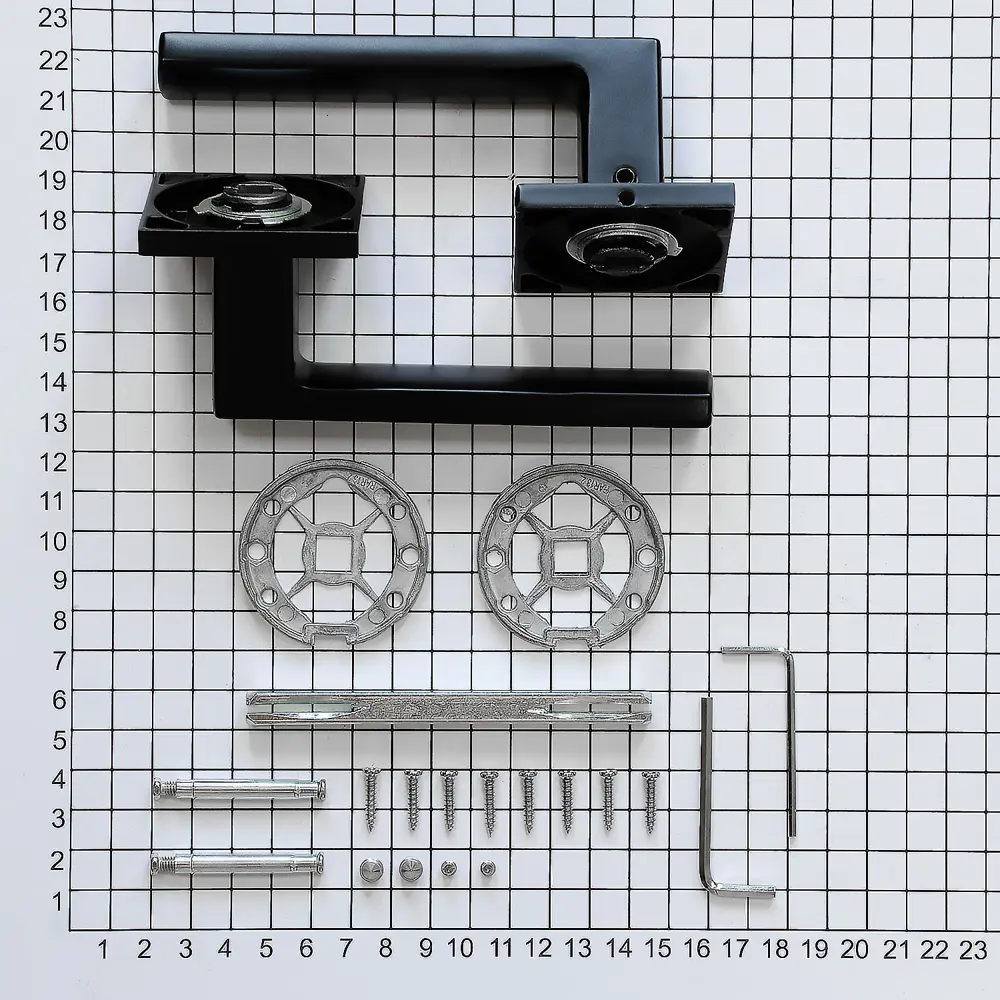 Фото 3 Ручка DoorLock Stone A43S Slim Black черная квадратная розетка толщина двери 35-55мм.