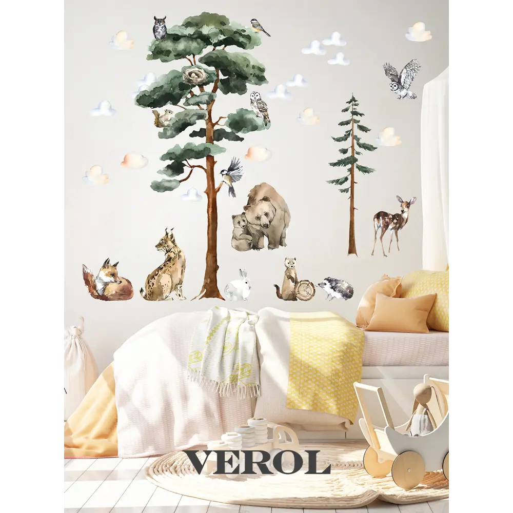 Фото Наклейки на стену для декора детские Verol Животные в лесу Фото Наклейки на стену для декора детские Verol Животные в лесу