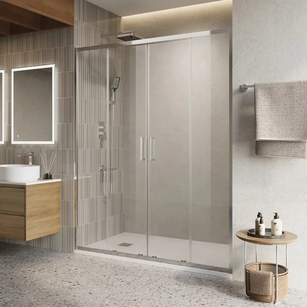 Фото 2 Душевая дверь Belbagno 587853 140см эффект стекла прозрачный раздвижной Фото 2 Душевая дверь Belbagno 587853 140см эффект стекла прозрачный раздвижной
