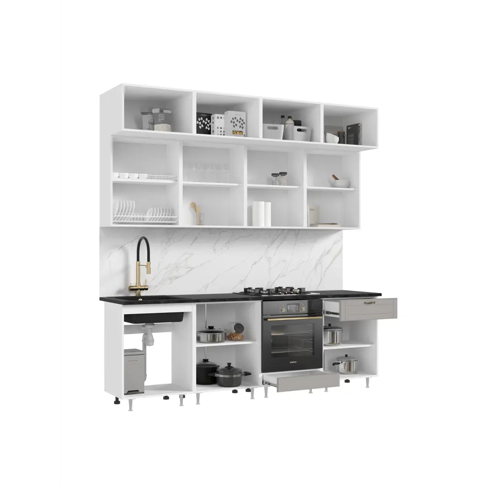 Фото 3 Кухонный гарнитур Миф Престиж Ут-00126977 240x251x60 см ЛДСП цвет серый