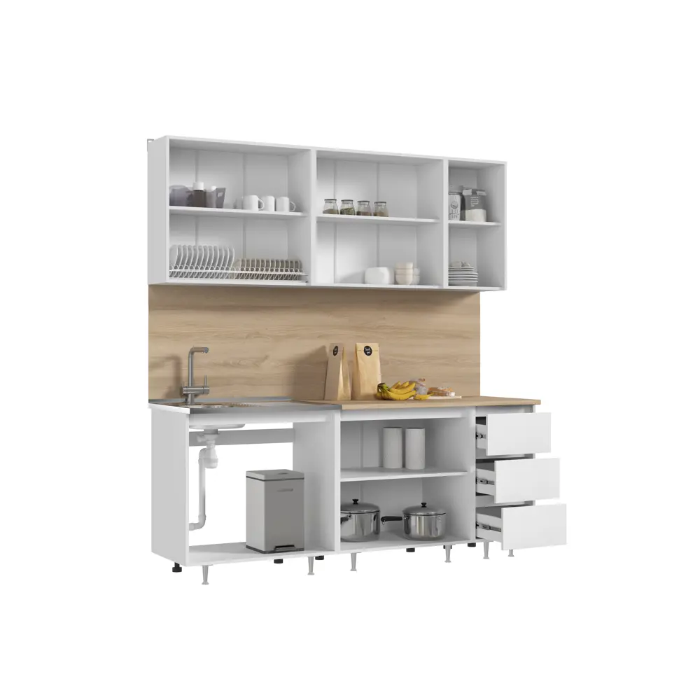 Фото 2 Кухонный гарнитур Миф Челси Ут-00127308 200x215x60 см ЛДСП цвет белый