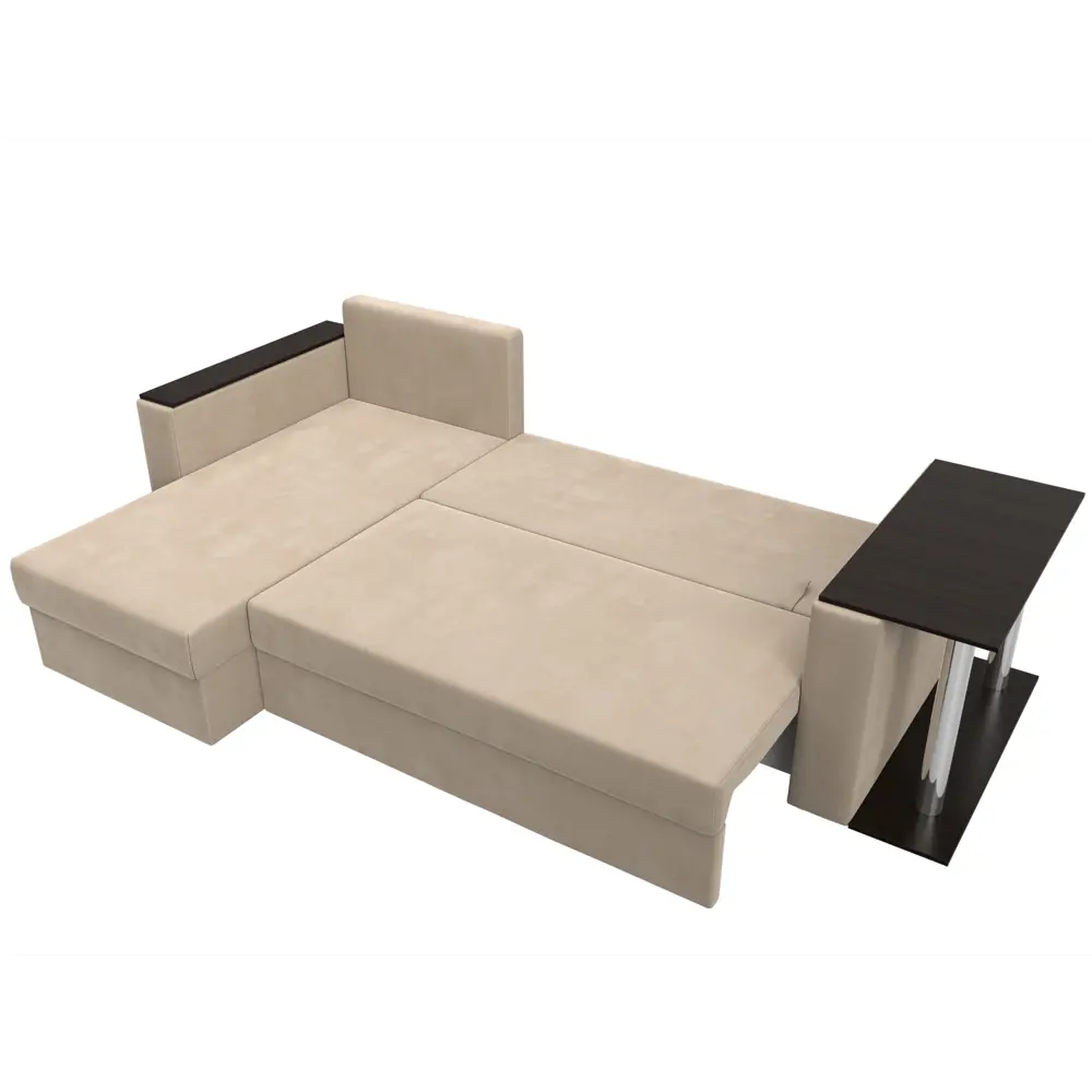 Фото 8 Диван угловой Атланта со столом левый угол Лига диванов 112492L 250x88x140 см велюр цвет бежевый