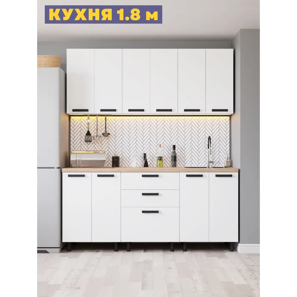 Фото 7 Кухонный гарнитур Дсв мебель Орбита 180x153.2x82.8 см ЛДСП цвет белый Фото 7 Кухонный гарнитур Дсв мебель Орбита 180x153.2x82.8 см ЛДСП цвет белый