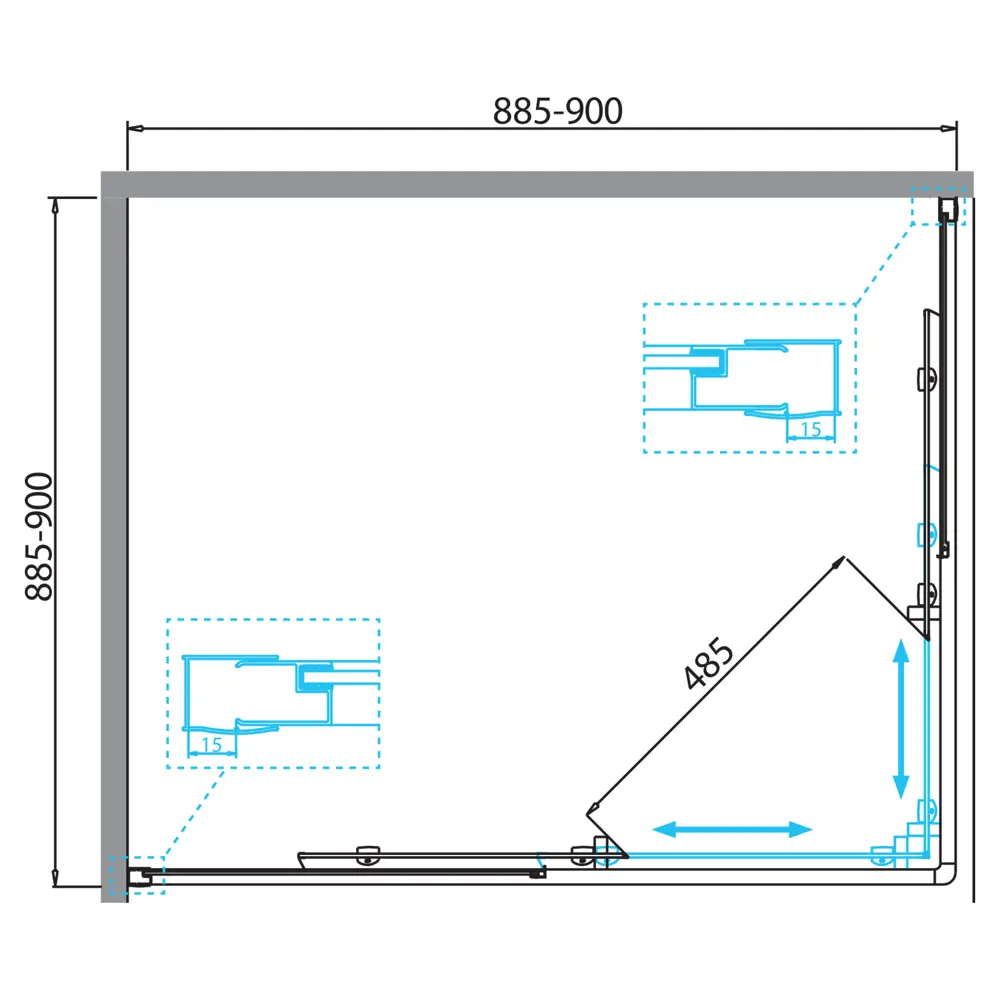Фото 2 Душевой уголок Belbagno DUE-A-2-90-C-Cr квадрат 90x90см серебро профиль эффект стекла прозрачный Фото 2 Душевой уголок Belbagno DUE-A-2-90-C-Cr квадрат 90x90см серебро профиль эффект стекла прозрачный