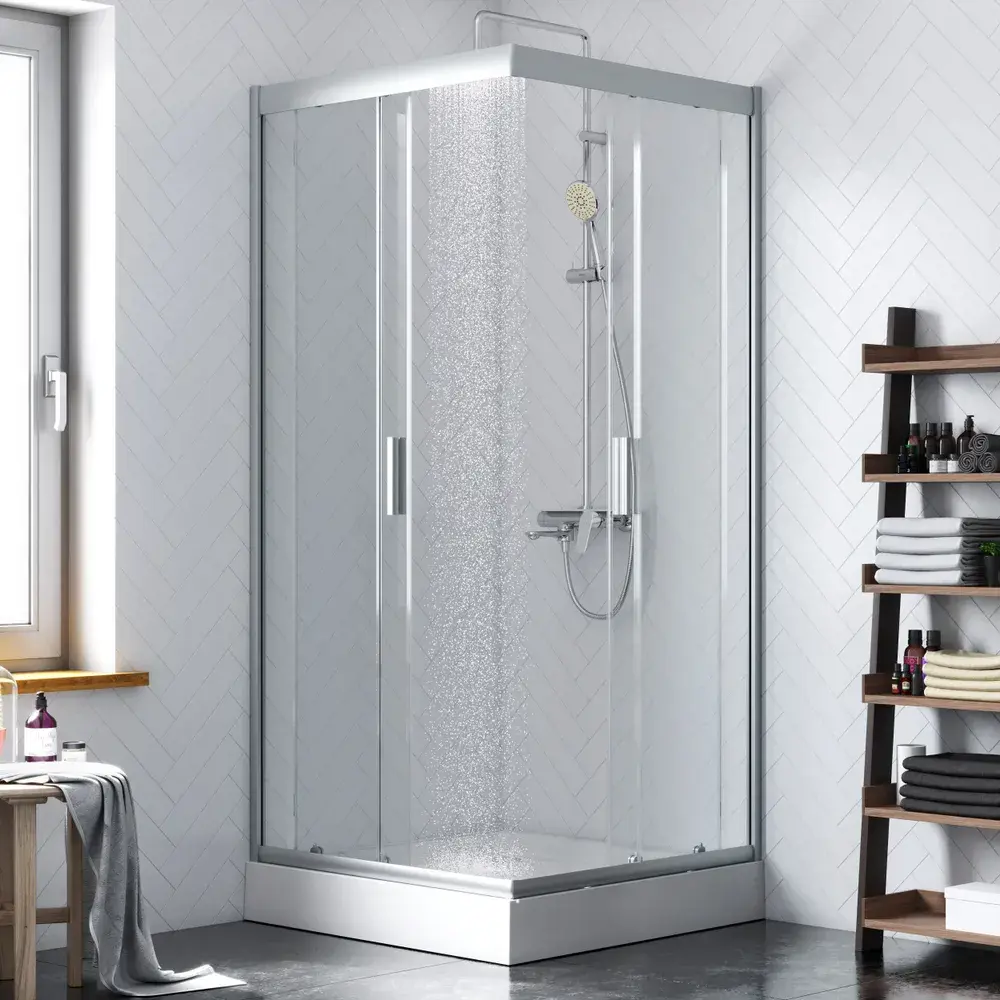 Фото 4 Душевой уголок Damixa Skyline DX35WG-403-090MT_7214 квадрат 90x90см хромированный профиль эффект стекла прозрачный Фото 4 Душевой уголок Damixa Skyline DX35WG-403-090MT_7214 квадрат 90x90см хромированный профиль эффект стекла прозрачный