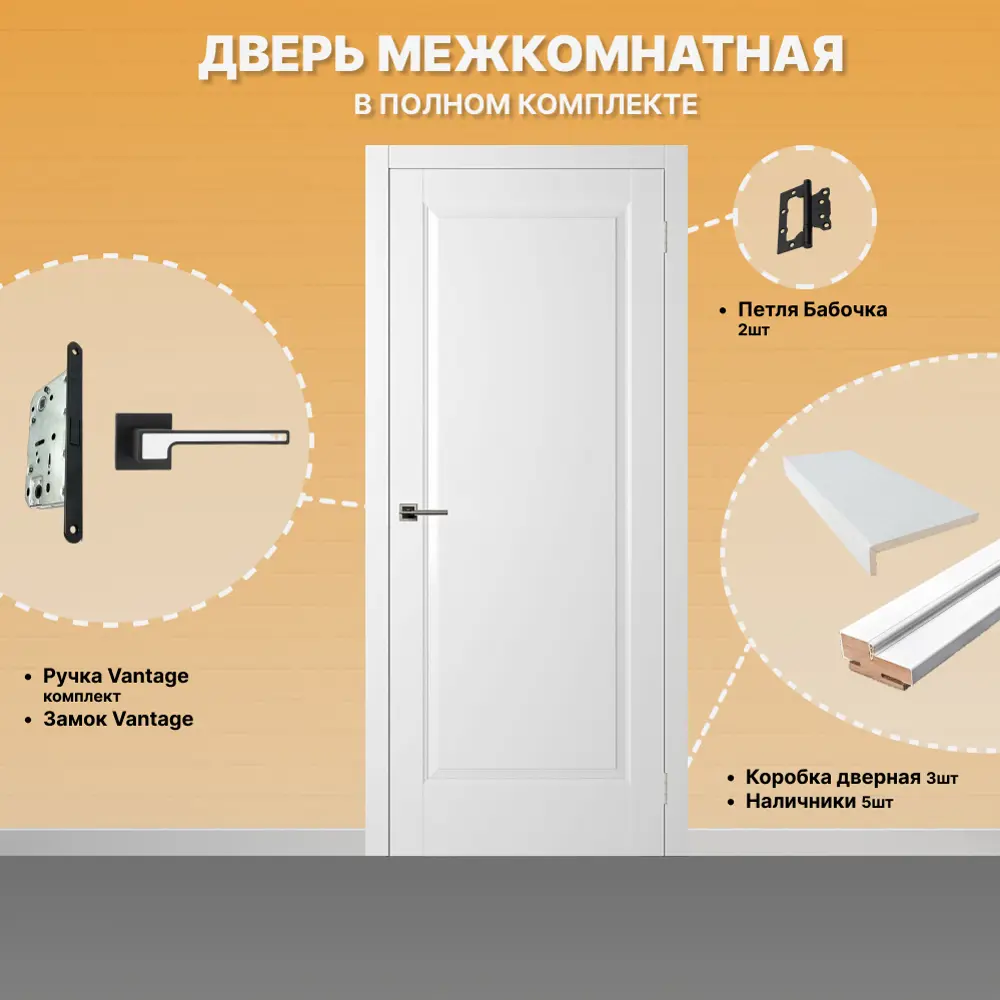 Фото 2 Комплект межкомнатной двери Двери регионов Нова 1 Проходная глухая 200x90см ПВХ цвет ясень белый с коробом и наличниками фурнитура 91 BL-2WH Фото 2 Комплект межкомнатной двери Двери регионов Нова 1 Проходная глухая 200x90см ПВХ цвет ясень белый с коробом и наличниками фурнитура 91 BL-2WH