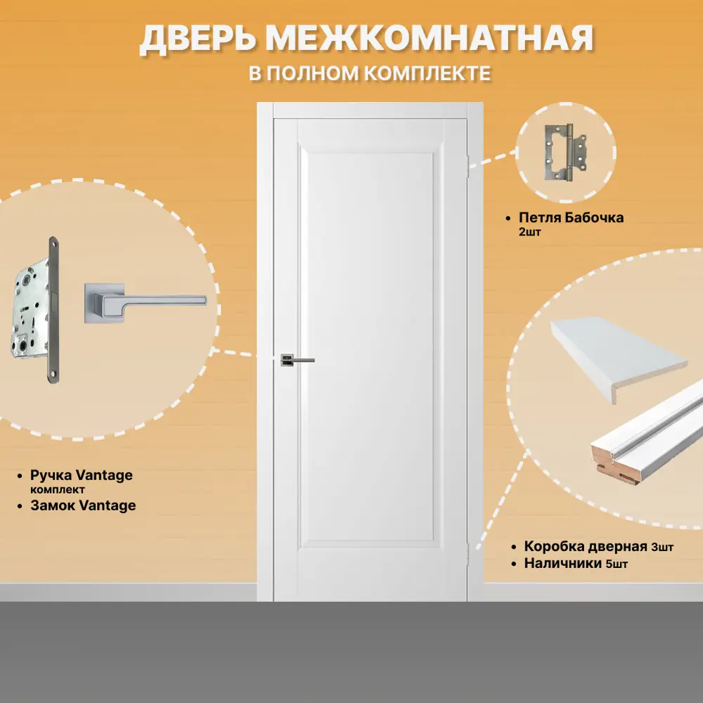 Фото 2 Комплект межкомнатной двери Двери регионов Нова 1 Проходная глухая 200x80см ПВХ цвет ясень белый с коробом и наличниками фурнитура 91 L-2WH Фото 2 Комплект межкомнатной двери Двери регионов Нова 1 Проходная глухая 200x80см ПВХ цвет ясень белый с коробом и наличниками фурнитура 91 L-2WH