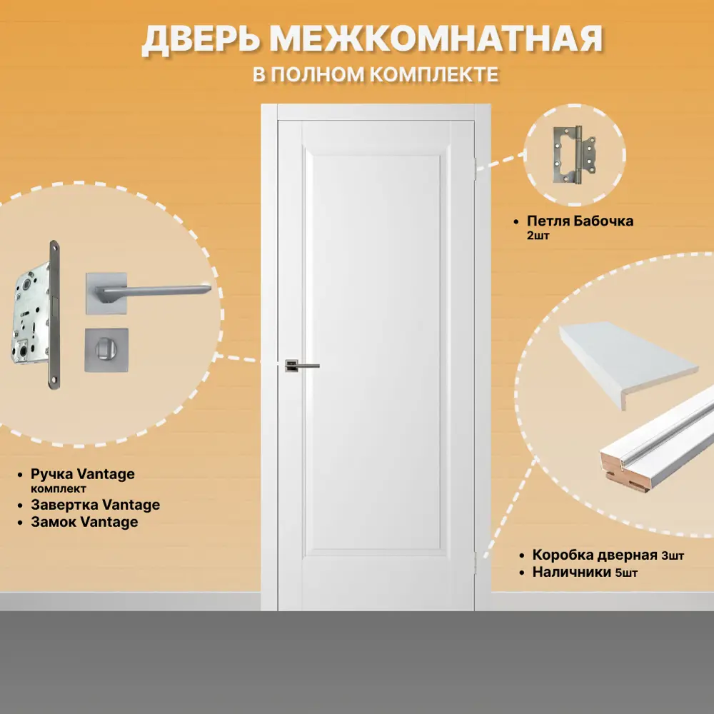 Фото Комплект межкомнатной двери Двери регионов Нова 1 Сантехническая глухая 200x70см ПВХ цвет ясень белый с коробом и наличниками фурнитура 90 L-2 Фото Комплект межкомнатной двери Двери регионов Нова 1 Сантехническая глухая 200x70см ПВХ цвет ясень белый с коробом и наличниками фурнитура 90 L-2