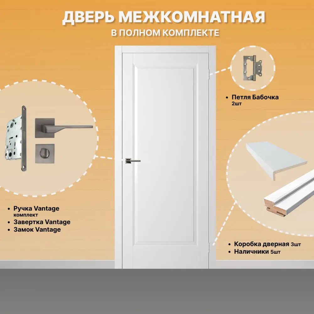 Фото 2 Дверь межкомнатная Двери Регионов Нова 1 ПП Аляска глухая 200x70 см фурнитура Графит Vantage 88 GR Сантехническая Фото 2 Дверь межкомнатная Двери Регионов Нова 1 ПП Аляска глухая 200x70 см фурнитура Графит Vantage 88 GR Сантехническая