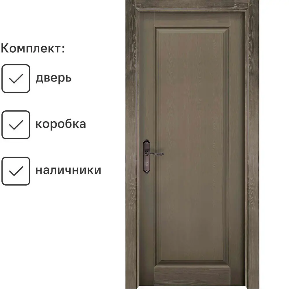 Фото Комплект межкомнатной двери Ока Адромеда глухая 200x60см дерево цвет олива с коробом и наличниками Фото Комплект межкомнатной двери Ока Адромеда глухая 200x60см дерево цвет олива с коробом и наличниками