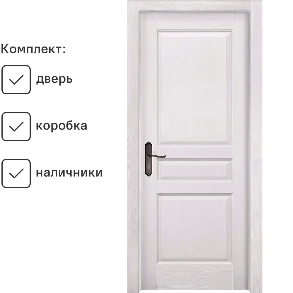 Фото Комплект межкомнатной двери Ока Пандора глухая 200x80см цвет айсберг с коробом и наличниками Фото Комплект межкомнатной двери Ока Пандора глухая 200x80см цвет айсберг с коробом и наличниками