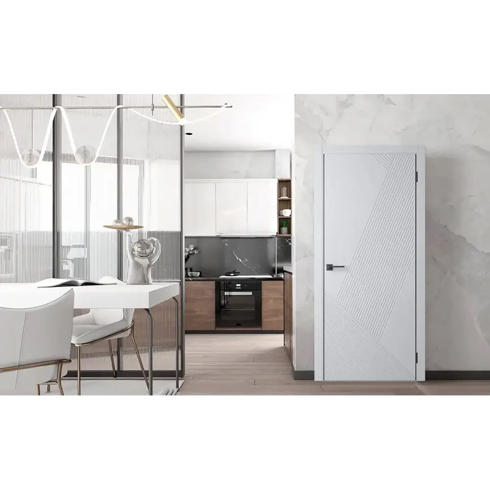 Фото 2 Комплект межкомнатной двери Двери регионов Дюна 1 глухая 200x90см ПВХ цвет норд с коробом и наличниками Фото 2 Комплект межкомнатной двери Двери регионов Дюна 1 глухая 200x90см ПВХ цвет норд с коробом и наличниками