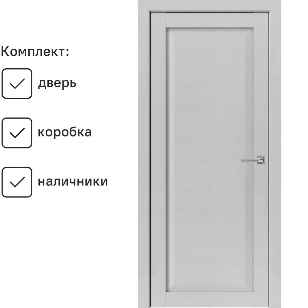 Фото Комплект межкомнатной двери Uberture Неоклассика 82001 глухая 200x80см ПВХ цвет лофт светлый с коробом и наличниками Фото Комплект межкомнатной двери Uberture Неоклассика 82001 глухая 200x80см ПВХ цвет лофт светлый с коробом и наличниками