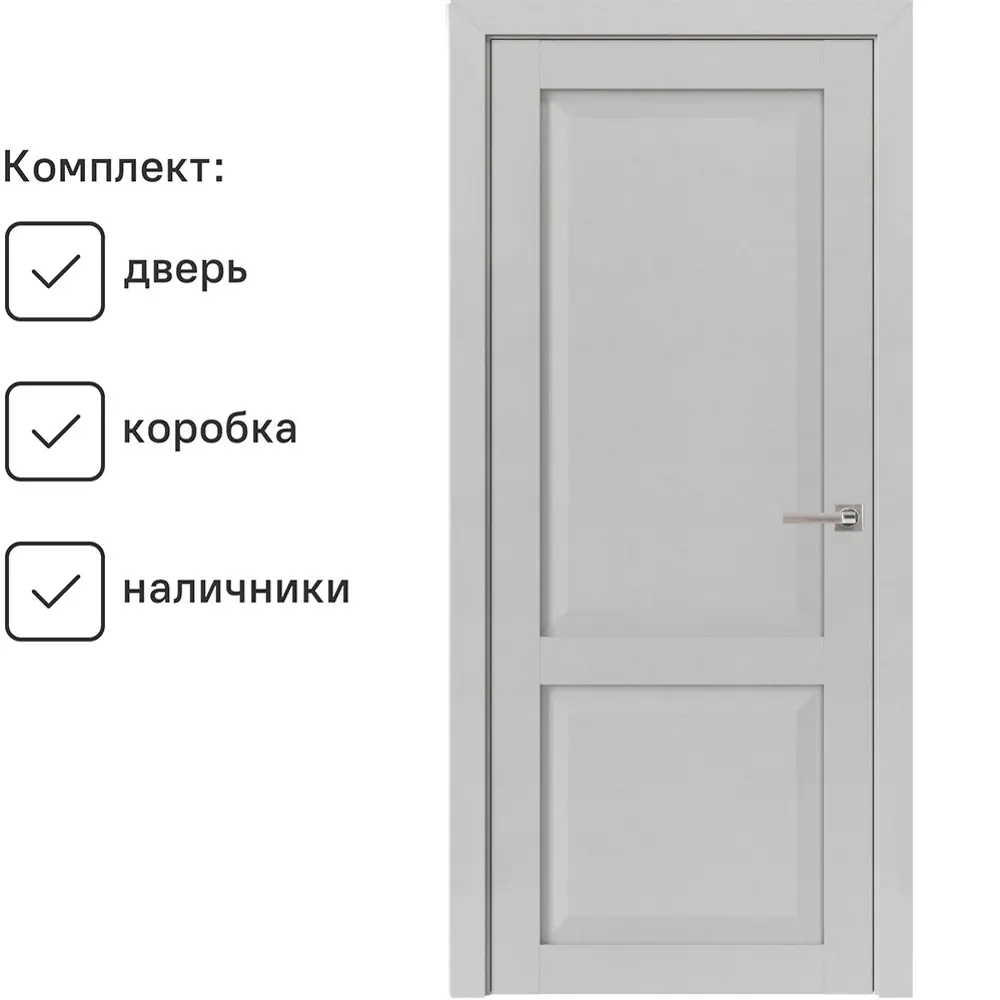 Фото Комплект межкомнатной двери Uberture Неоклассика 82002 глухая 200x70см ПВХ цвет лофт светлый с коробом и наличниками Фото Комплект межкомнатной двери Uberture Неоклассика 82002 глухая 200x70см ПВХ цвет лофт светлый с коробом и наличниками