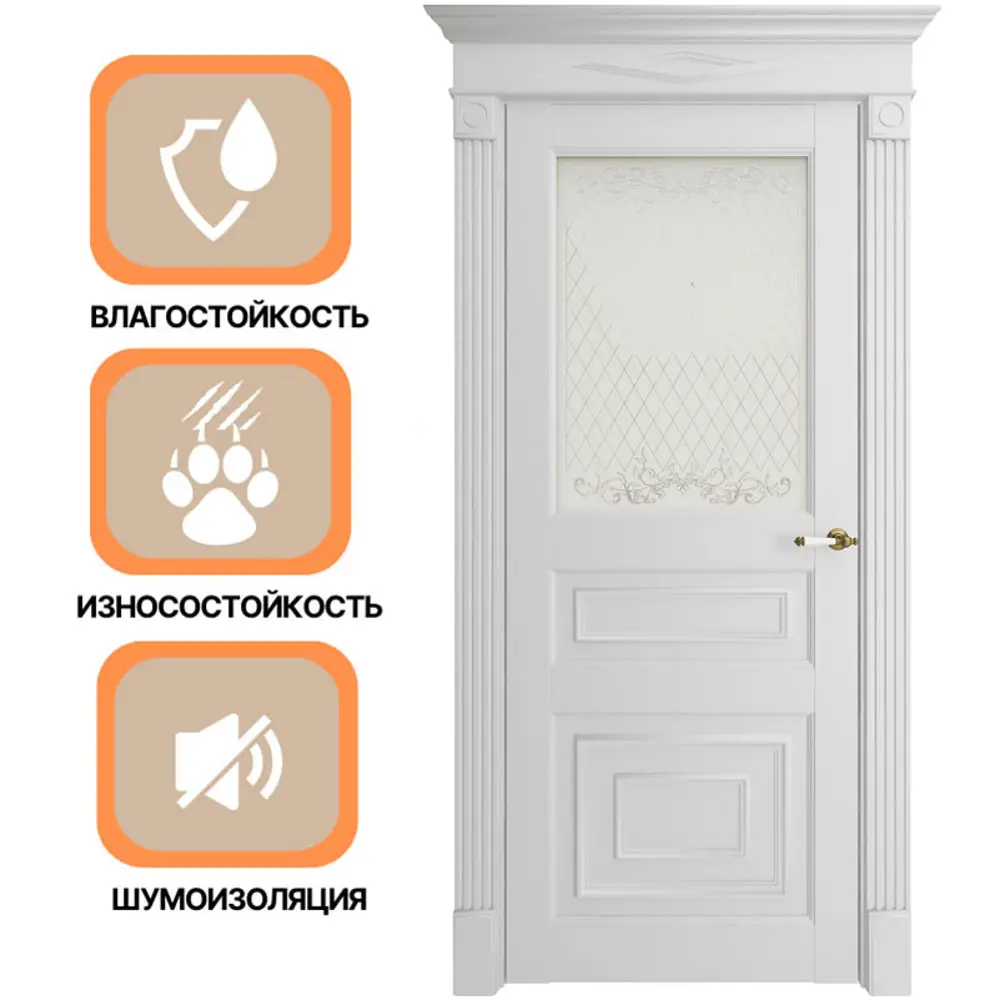 Фото 4 Дверь межкомнатная Uberture Florence style 62001 остеклённая 200x60см пленка ПВХ цвет серена белая без замка и петель Фото 4 Дверь межкомнатная Uberture Florence style 62001 остеклённая 200x60см пленка ПВХ цвет серена белая без замка и петель