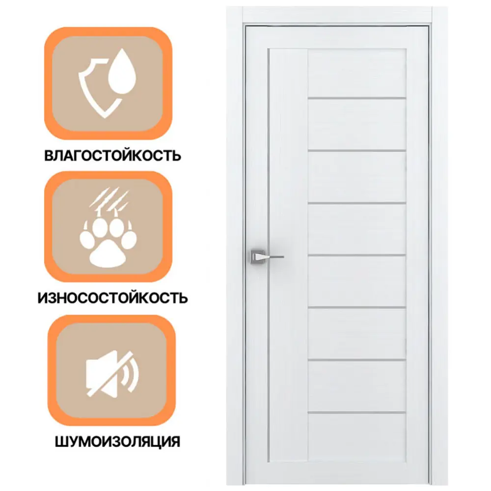 Фото 3 Дверь межкомнатная Uberture Eco-light 2110 остеклённая 200x80см пленка ПВХ цвет белый велюр без замка и петель Фото 3 Дверь межкомнатная Uberture Eco-light 2110 остеклённая 200x80см пленка ПВХ цвет белый велюр без замка и петель