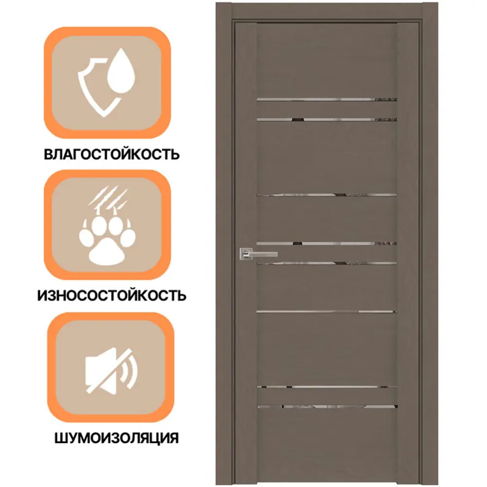 Фото 4 Дверь межкомнатная Uberture Uniline light soft touch 30032 остеклённая 200x70см пленка ПВХ цвет софт тортора без замка и петель