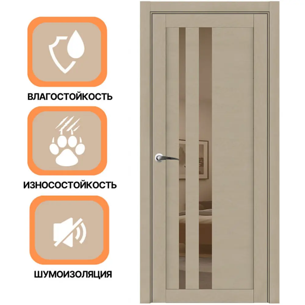 Фото 3 Дверь межкомнатная Uberture Uniline light soft touch 30008 остеклённая 200x90см пленка ПВХ цвет софт кремовый без замка и петель Фото 3 Дверь межкомнатная Uberture Uniline light soft touch 30008 остеклённая 200x90см пленка ПВХ цвет софт кремовый без замка и петель