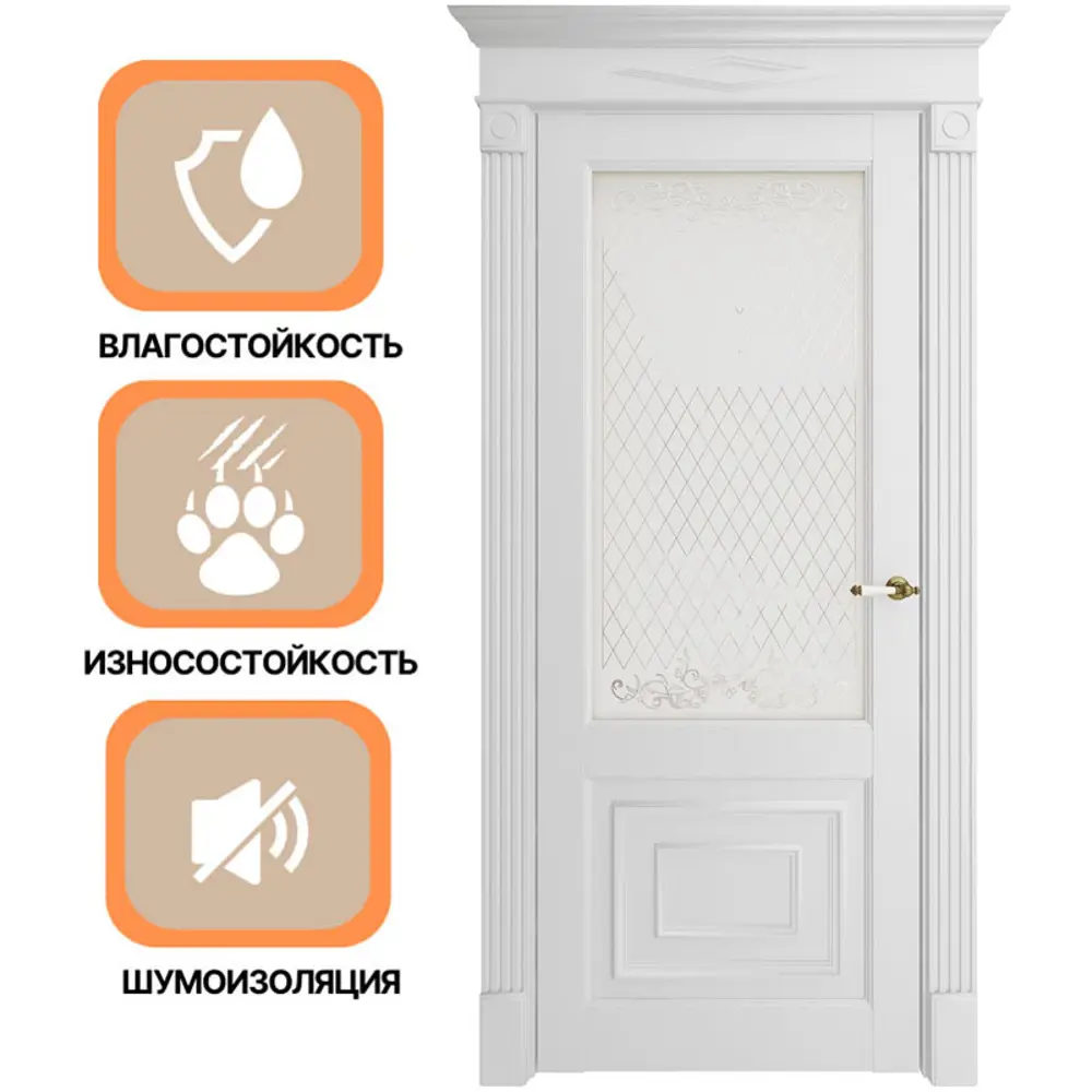 Фото 3 Дверь межкомнатная Uberture Florence style 62002 остеклённая 200x80см пленка ПВХ цвет серена белая без замка и петель Фото 3 Дверь межкомнатная Uberture Florence style 62002 остеклённая 200x80см пленка ПВХ цвет серена белая без замка и петель