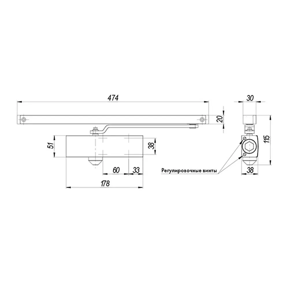 Фото 2 Доводчик дверной со скользящей тягой Armadillo DCSLIDER85 BR до 85 кг EN3 коричневый Фото 2 Доводчик дверной со скользящей тягой Armadillo DCSLIDER85 BR до 85 кг EN3 коричневый