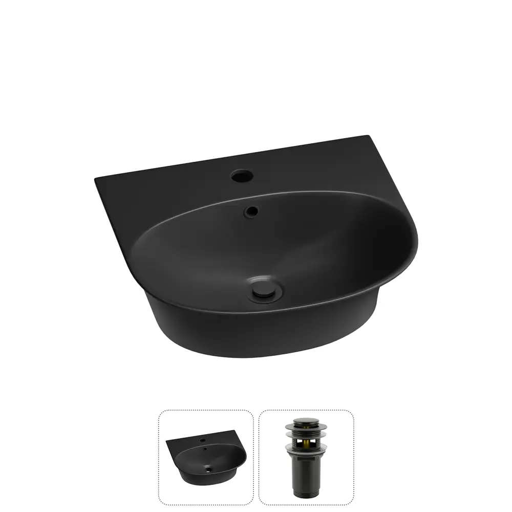 Фото 4 Раковина накладная подвесная Lavinia Boho Bathroom Sink 46x41 20216682R с донным клапаном цвет матовый черный Фото 4 Раковина накладная подвесная Lavinia Boho Bathroom Sink 46x41 20216682R с донным клапаном цвет матовый черный