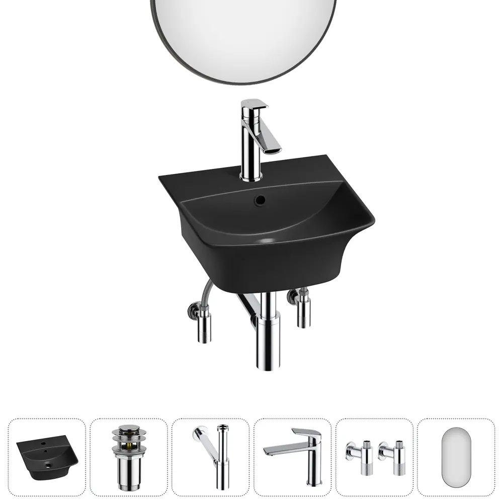 Фото 4 Раковина накладная подвесная Lavinia Boho Bathroom Sink 35x36 20219955R в комплекте для ванной комнаты цвет хром Фото 4 Раковина накладная подвесная Lavinia Boho Bathroom Sink 35x36 20219955R в комплекте для ванной комнаты цвет хром