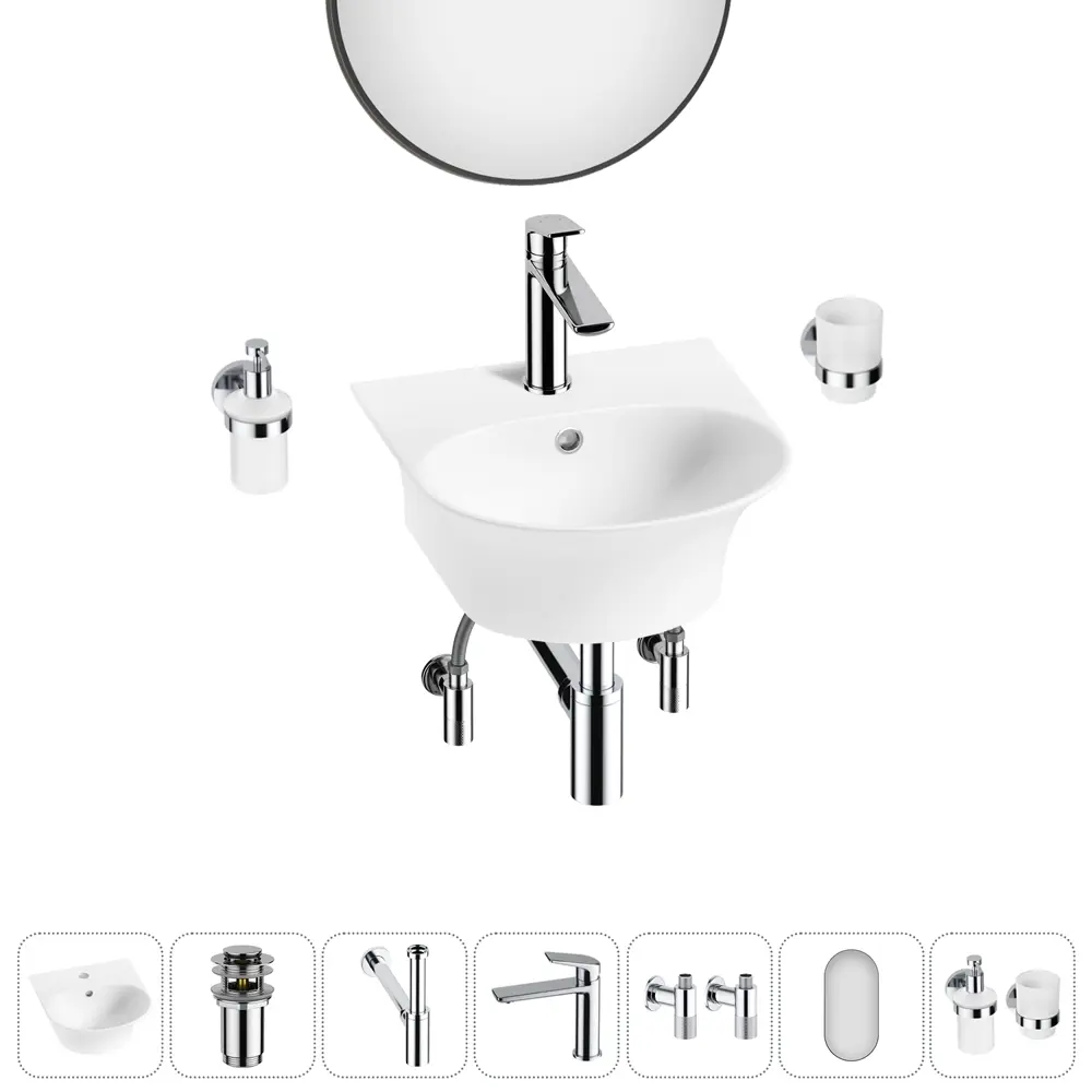 Фото 8 Раковина накладная подвесная Lavinia Boho Bathroom Sink 34x36 20219909R в комплекте для ванной комнаты цвет хром Фото 8 Раковина накладная подвесная Lavinia Boho Bathroom Sink 34x36 20219909R в комплекте для ванной комнаты цвет хром
