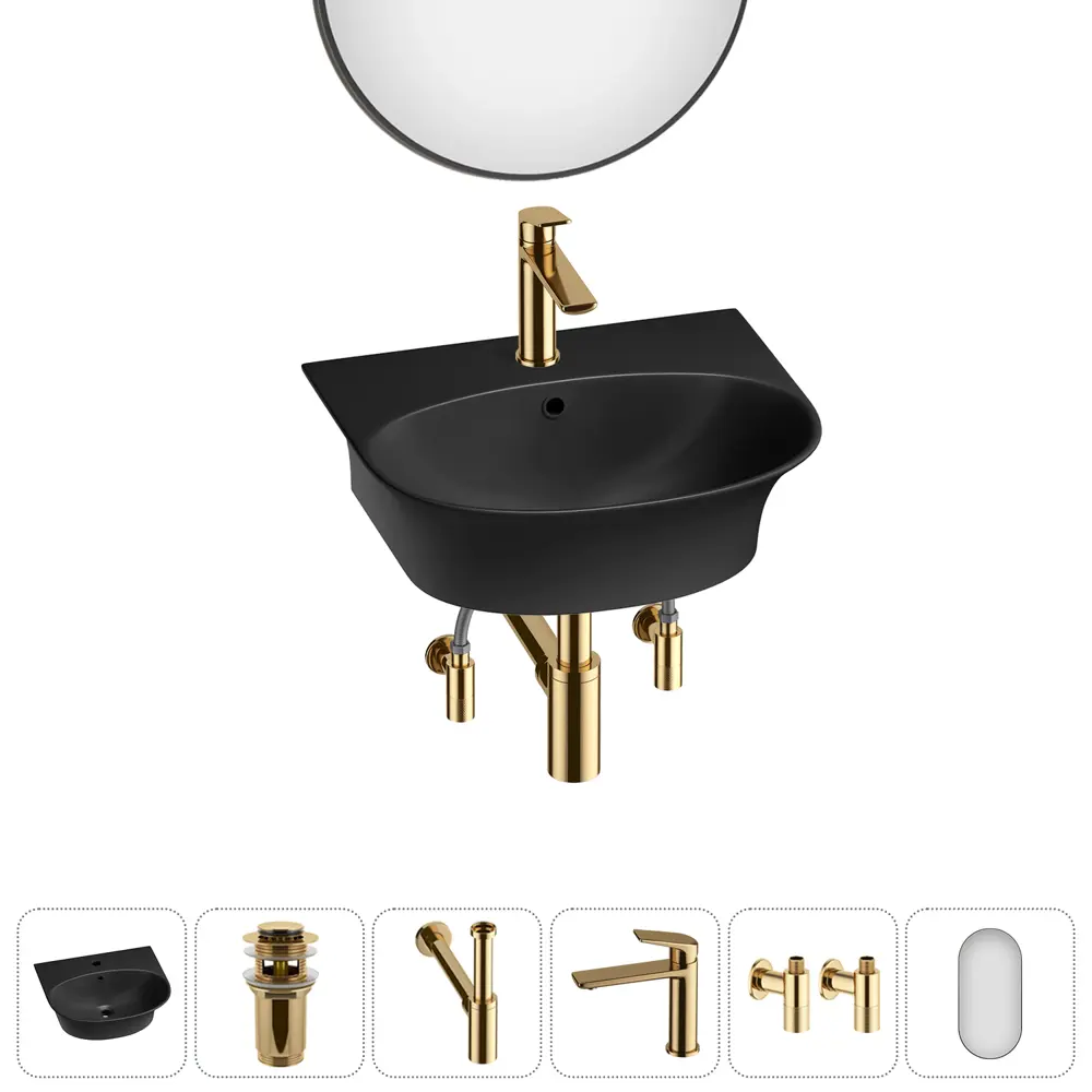Фото 13 Раковина накладная подвесная Lavinia Boho Bathroom Sink 46x41 20219929R в комплекте для ванной комнаты цвет золото Фото 13 Раковина накладная подвесная Lavinia Boho Bathroom Sink 46x41 20219929R в комплекте для ванной комнаты цвет золото