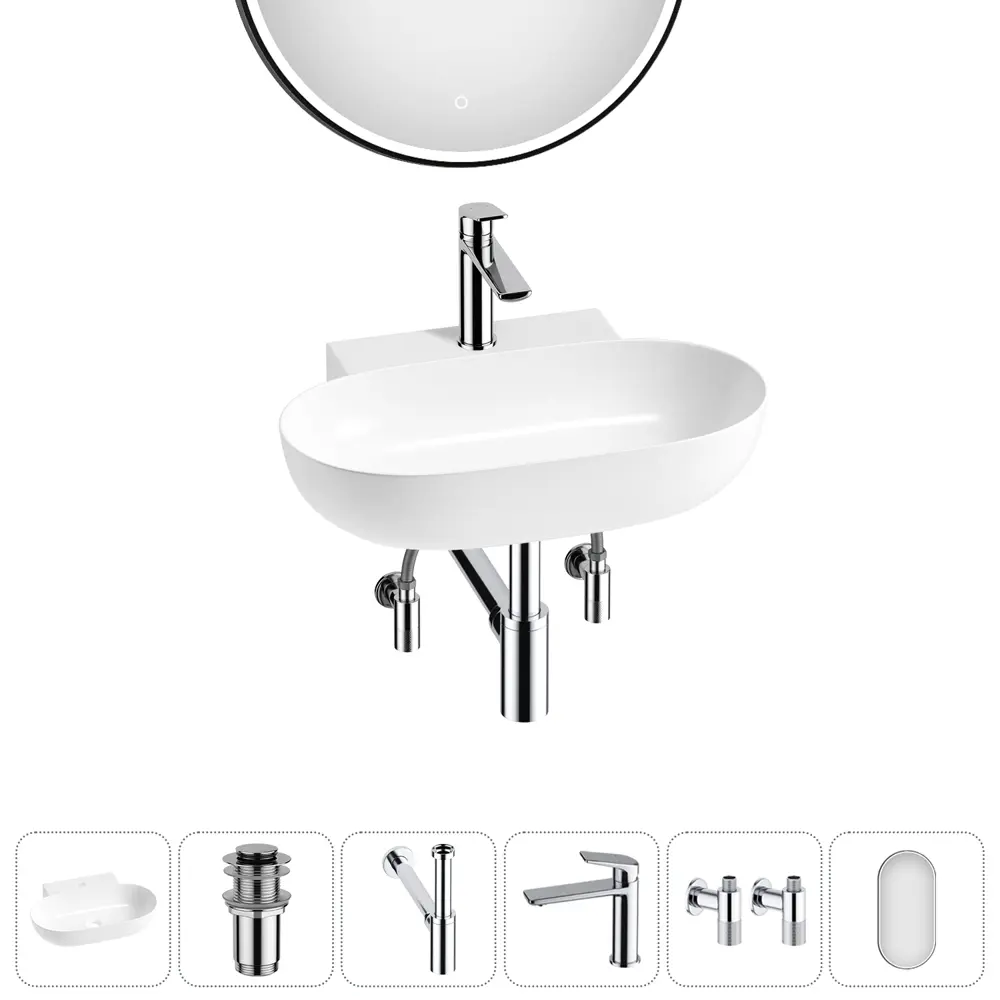 Фото 3 Раковина накладная подвесная Lavinia Boho Bathroom Sink 58x40 20219281R в комплекте для ванной комнаты цвет хром Фото 3 Раковина накладная подвесная Lavinia Boho Bathroom Sink 58x40 20219281R в комплекте для ванной комнаты цвет хром
