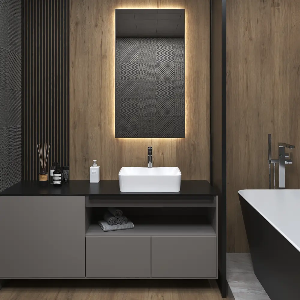 Фото 2 Раковина накладная для ванной Lavinia Boho Bathroom Sink 48x37 20219347R в комплекте: донный клапан, сифон, смеситель, вентили, зеркало цвет золото Фото 2 Раковина накладная для ванной Lavinia Boho Bathroom Sink 48x37 20219347R в комплекте: донный клапан, сифон, смеситель, вентили, зеркало цвет золото