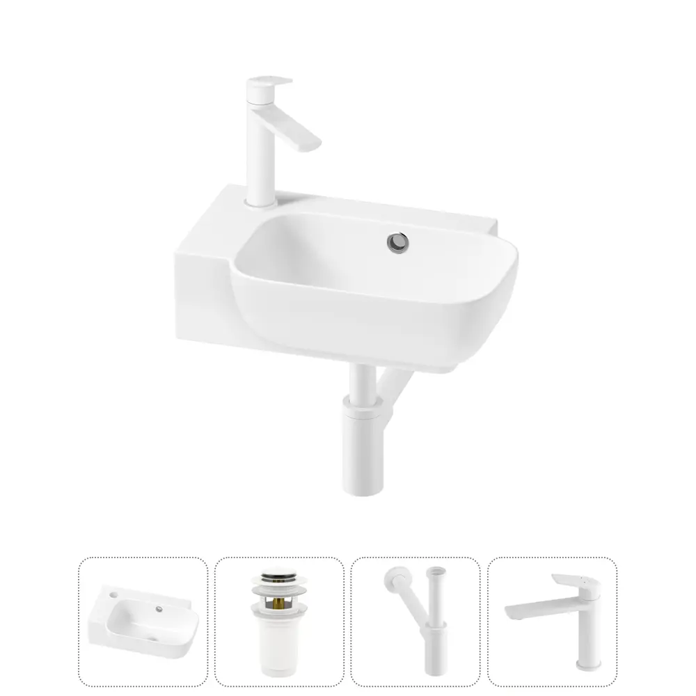 Фото 5 Раковина накладная подвесная Lavinia Boho Bathroom Sink 40x24 20216396R с донным клапаном, сифоном и смесителем цвет матовый белый Фото 5 Раковина накладная подвесная Lavinia Boho Bathroom Sink 40x24 20216396R с донным клапаном, сифоном и смесителем цвет матовый белый