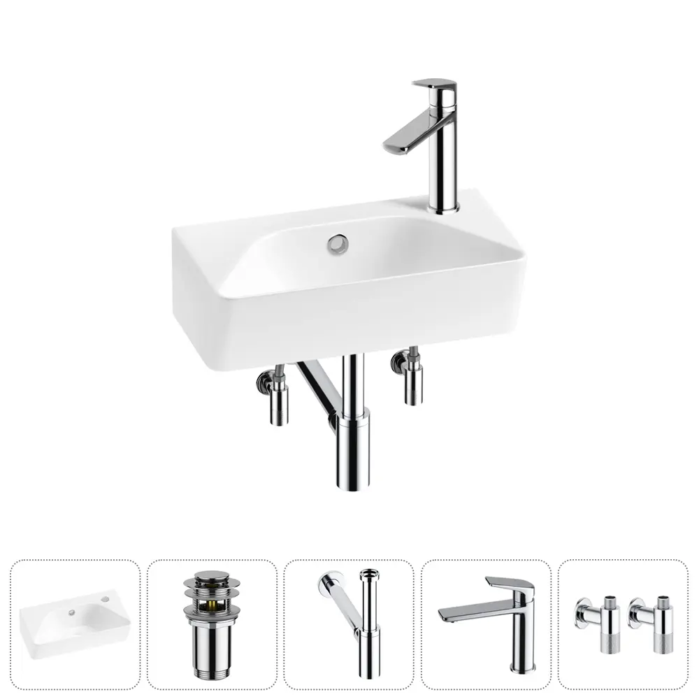 Фото 7 Раковина Lavinia boho bathroom sink 20216425R 40см цвет раковина 5 в 1: донный клапан, сифон, смеситель, вентили