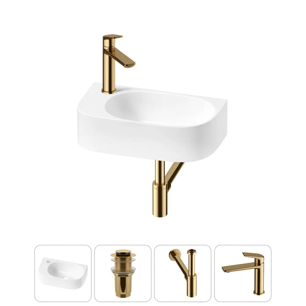 Фото 10 Раковина накладная подвесная Lavinia Boho Bathroom Sink 40x22 20216339R с донным клапаном, сифоном и смесителем цвет золото Фото 10 Раковина накладная подвесная Lavinia Boho Bathroom Sink 40x22 20216339R с донным клапаном, сифоном и смесителем цвет золото