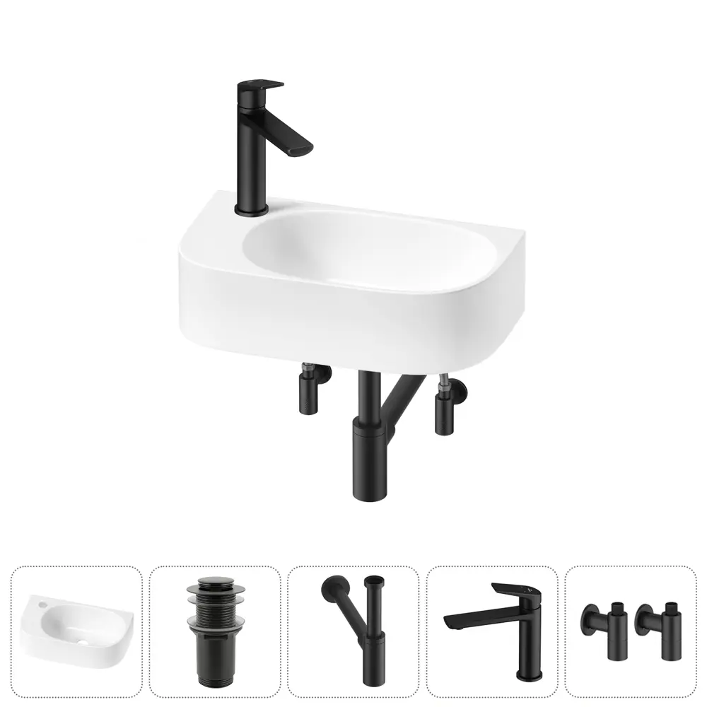 Фото 7 Раковина Lavinia boho bathroom sink 20216342R 40см цвет раковина 5 в 1: донный клапан, сифон, смеситель, вентили