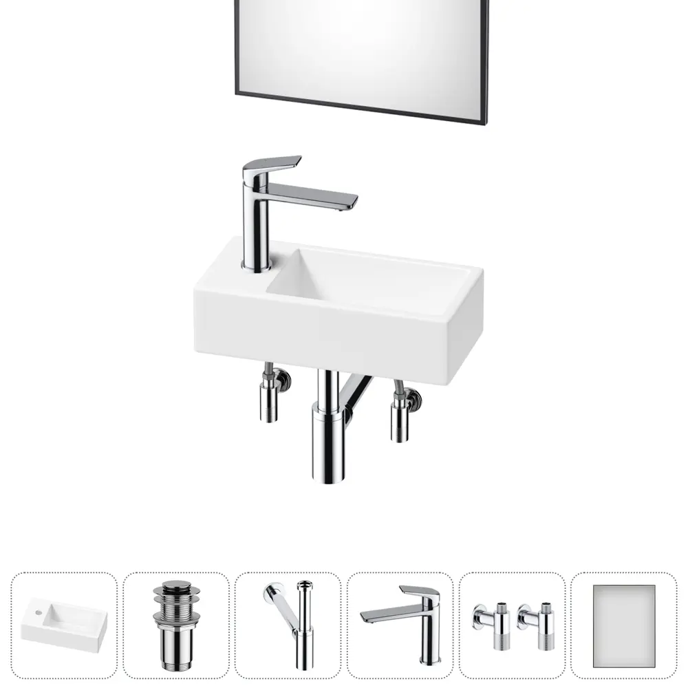 Фото 4 Раковина накладная подвесная Lavinia Boho Bathroom Sink 40x20 20219583R в комплекте для ванной комнаты цвет хром Фото 4 Раковина накладная подвесная Lavinia Boho Bathroom Sink 40x20 20219583R в комплекте для ванной комнаты цвет хром
